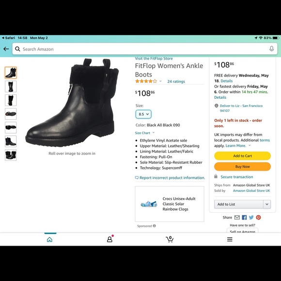 NWT&B Fitflop Mimie Ankle Boot size 8.5 - Picture 5 of 5